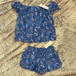 Janie and Jack Blue Floral Top and Short Set - SIZE 6